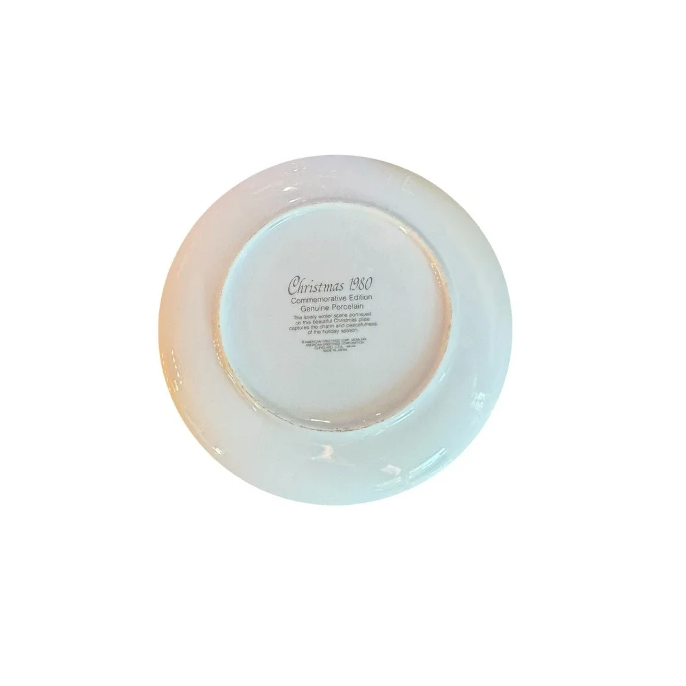 American Greetings Christmas 1980 Commemorative Porcelain Plate Winter Sleigh 8